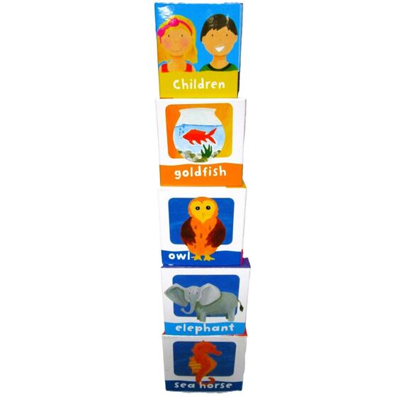 Fisher Price Stack and Explore Blocks, Set of 5, First Words, Animals, Nested - Picture 3 of 5